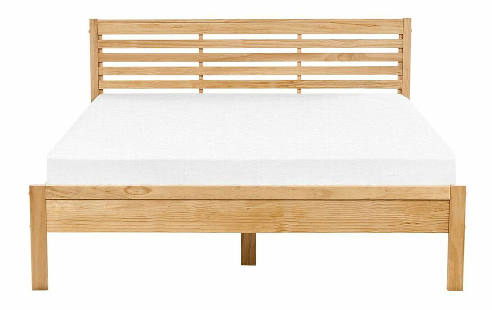 Manželská postel 160 cm CAROC (s roštem) (světlé dřevo)