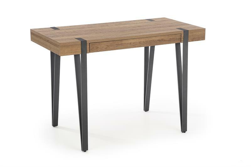 Psací stolek Bernie (tmavé dřevo + černá)