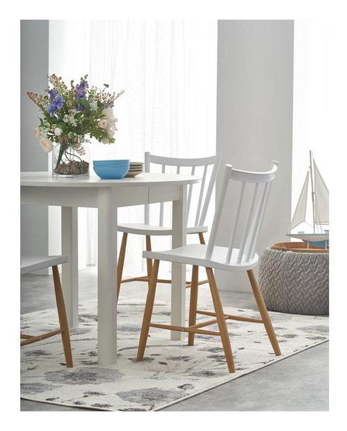 Rozkládací jídelní stůl 102-142 cm Ralllon (bílá) (pro 4 6 osob)