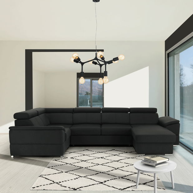 Rohová sedací souprava ve tvaru U Seglaria (tmavě šedá) (P)