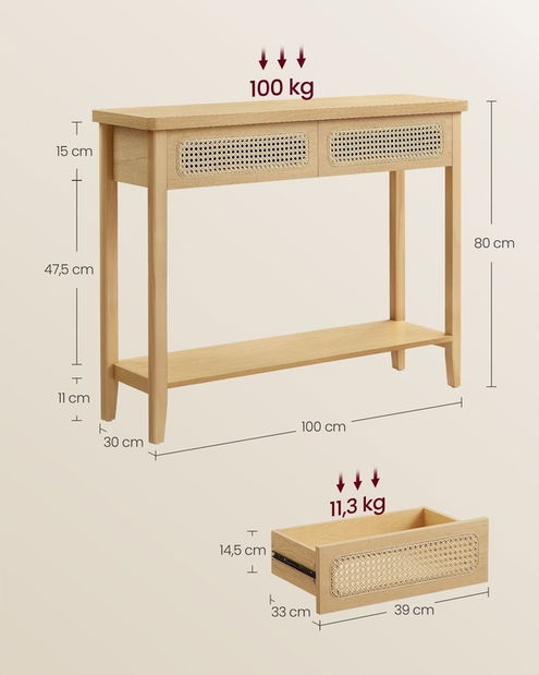 Konzolový stolek Lurette (světlý dub) *výprodej