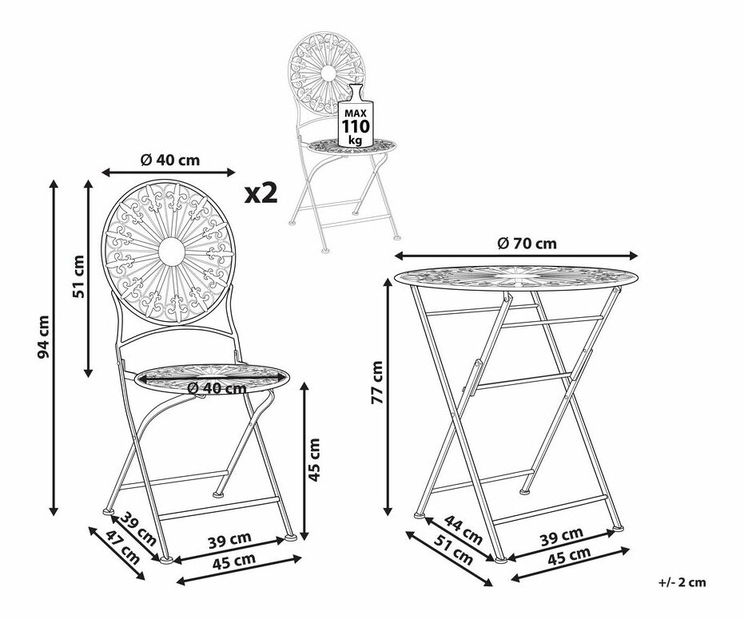 Balkonová sestava Sarala (bílá)