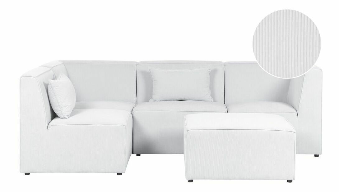 Rohová sedací souprava s taburetkou Lemia (krém) (P)