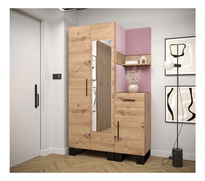 Předsíňová sestava Amanda 16 (dub artisan + růžová)