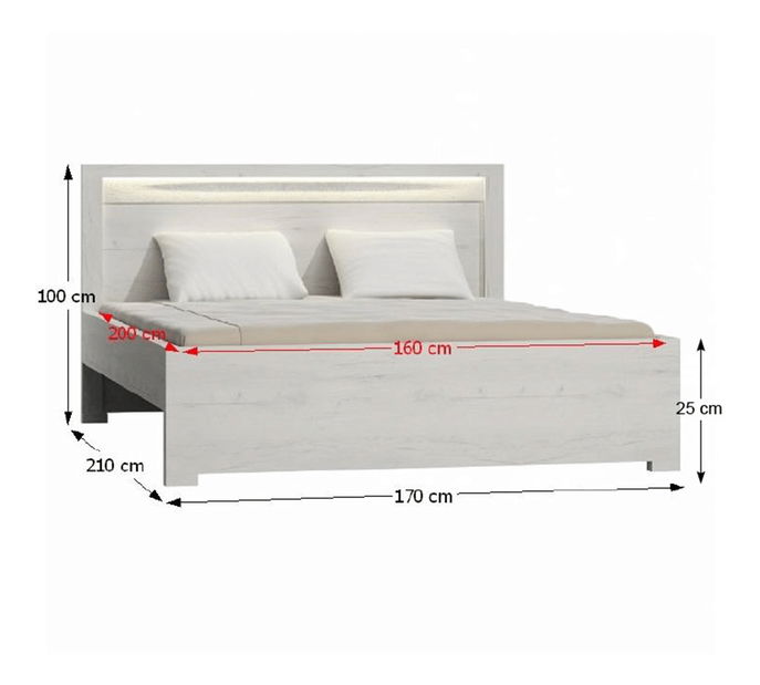 Manželská postel 160 cm Inneas (jasan bílý) (s roštem)