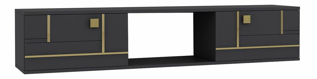 TV stolek/skříňka Arenden (antracit + zlatá)