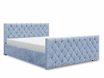 Manželská postel 140 cm Quintin (světle modrá) (s roštem a úložným prostorem)