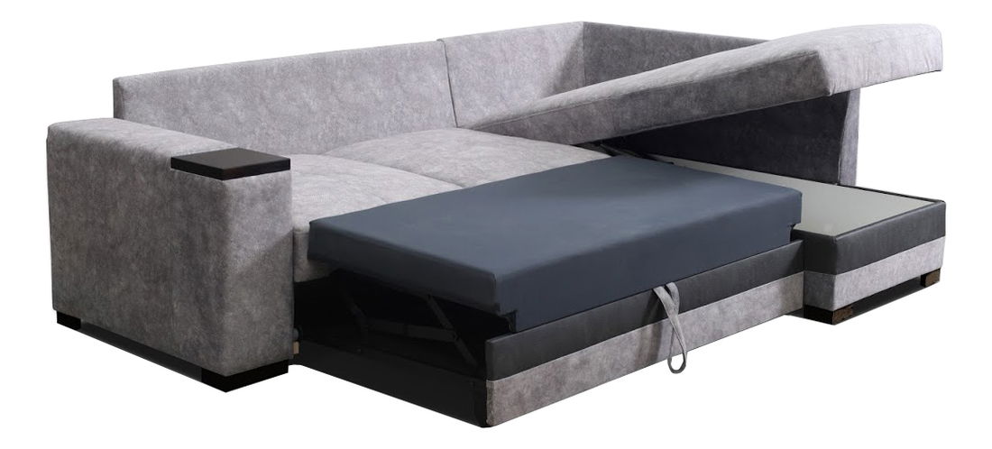 Rohová sedací souprava Orlando (šedá + černá) (P)