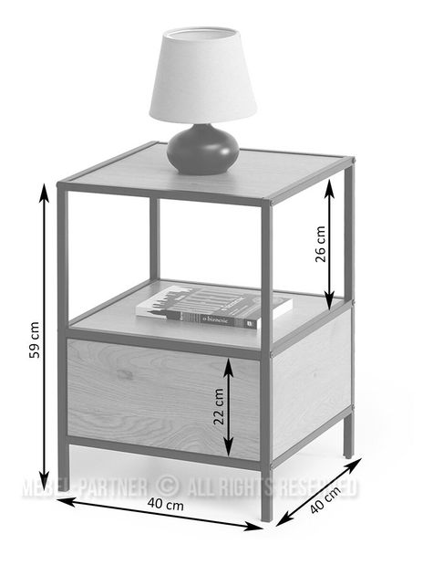 Noční stolek Soren Ns (dub + černá)