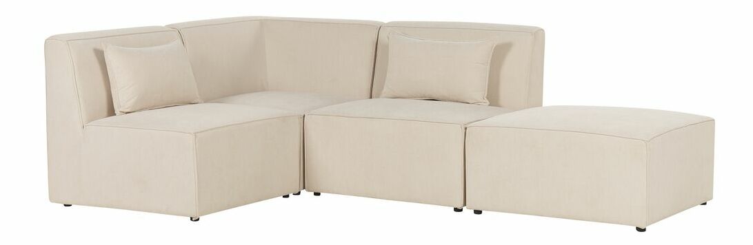 Rohová sedací souprava s taburetkou Lemia (světlobéžová) (P)