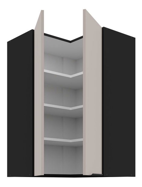 Horní rohová kuchyňská skříňka Aaron 60x60 GN-90 2F (90°) (černá matná + kašmír)