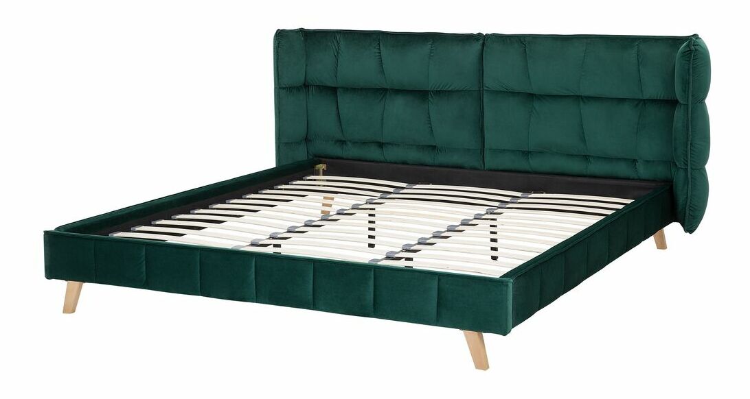 Manželská postel 180 cm SENEL (s roštem) (zelená)