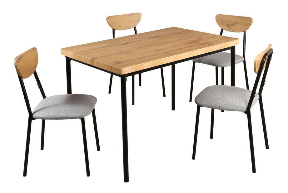 Jídelní set Mimetizarse (dub světlý + šedá) (pro 4 osoby)