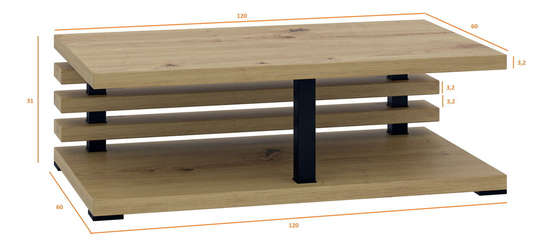 Konferenční stolek Altax (artisan + černá)
