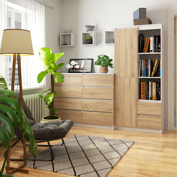 Knihovna Resolvverse (bílá + dub sonoma)