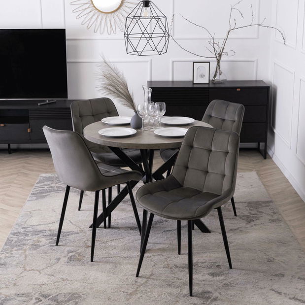 Rozkládací jídelní stůl Localizado (beton + černá) (pro 4-6 osob)