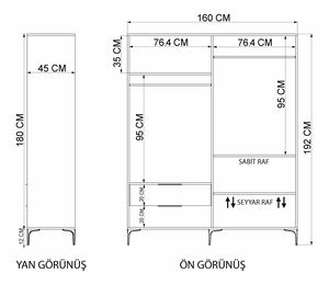 Šatní skříň Roya 1 (dub + antracit)