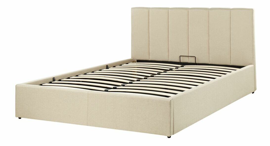 Manželská postel 140 cm Dabria (béžová) (s roštem) (s úl. prostorem)