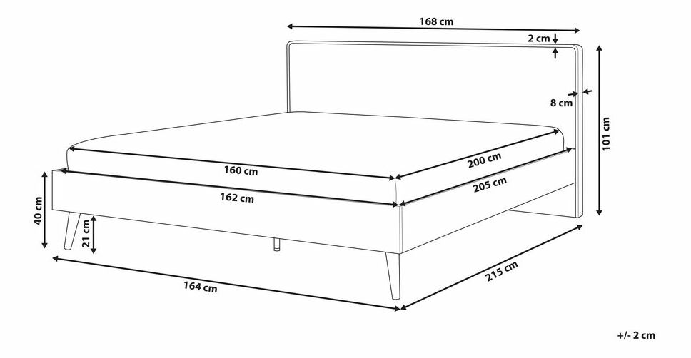 Manželská postel 160 cm SERVI (s roštem a LED osvětlením) (světlé dřevo)