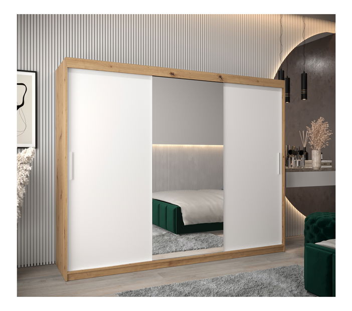 Šatní skříň 250 cm Toki 1 (Dub artisan + Bílá matná)