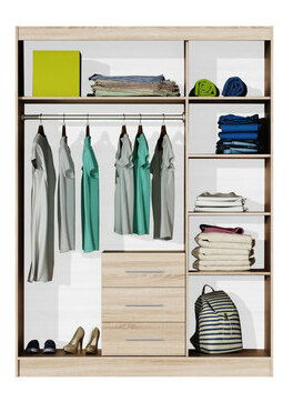 Šatní skříň Lenona D3 (dub wellington) (se zrcadlem)