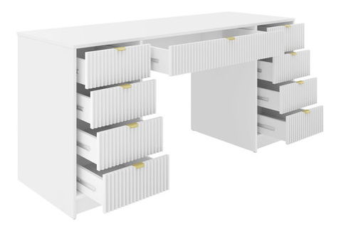 Toaletní stolek Rozoma Bis (bílý velvet + zlatá) *bazar