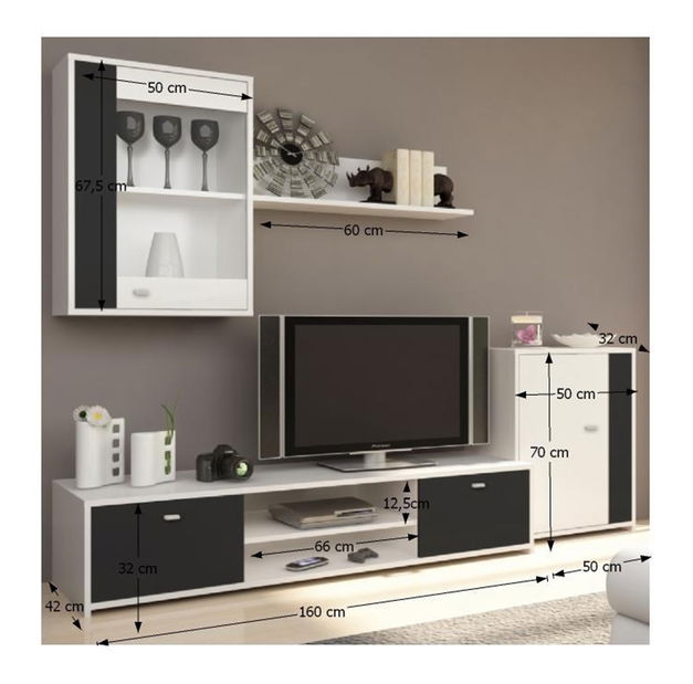 Obývací stěna Gerra (bílá + černá) *výprodej