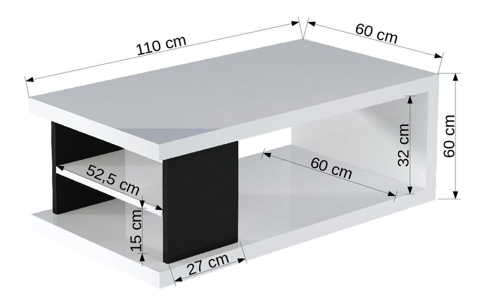 Konferenční stolek Lea (bílá + černá matná)
