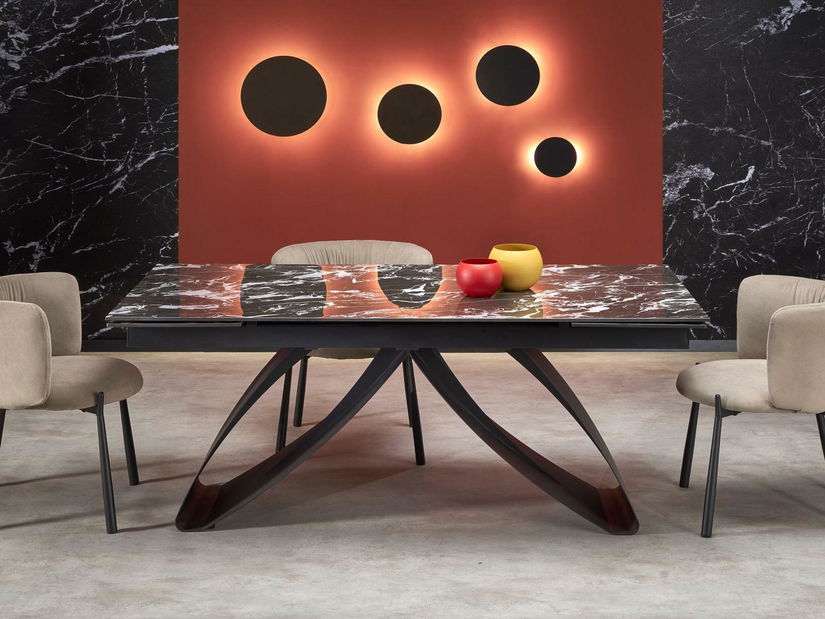 Jídelní stůl Hillary (černý mramor + černá) (pro 8 a více osob)