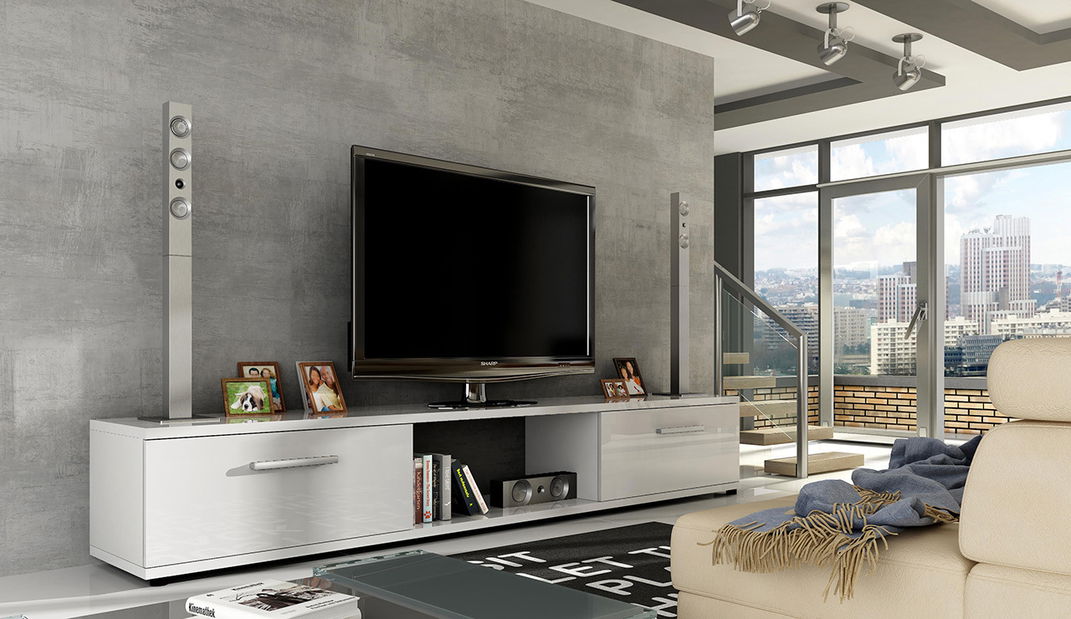 TV stolík Marvin II (lesk bílý)