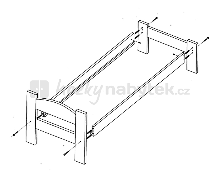 Jednolůžková postel 90 cm MD Masív MD MILANO (masiv, s roštem)