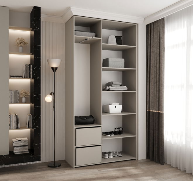 Šatní skříň 120 cm Carmela 40-3 (kašmír + černá)