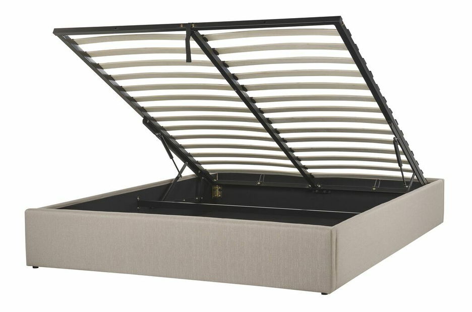 Manželská postel 140 cm DIJON (s roštem a úl. prostorem) (béžová)