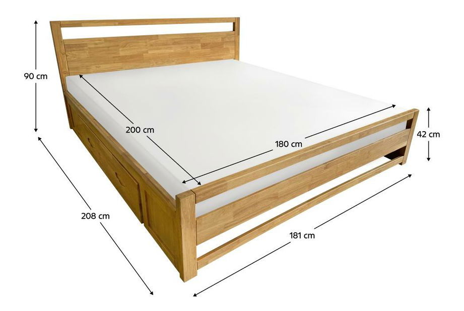 Manželská postel 180 cm Senalan (přírodní) (s roštem) (s úl. prostorem)