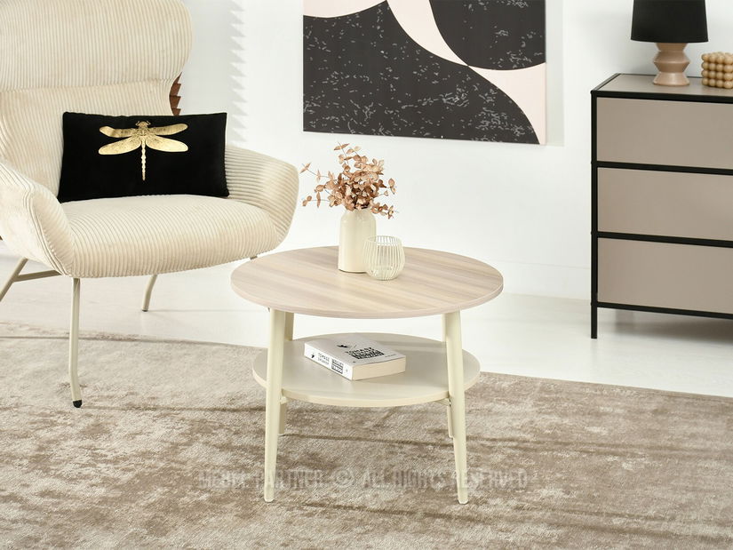 Konferenční stolek Randolf S (popelavě béžová + krémová)