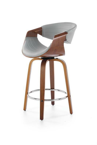 Barová židle Hannah (šedá + ořech)