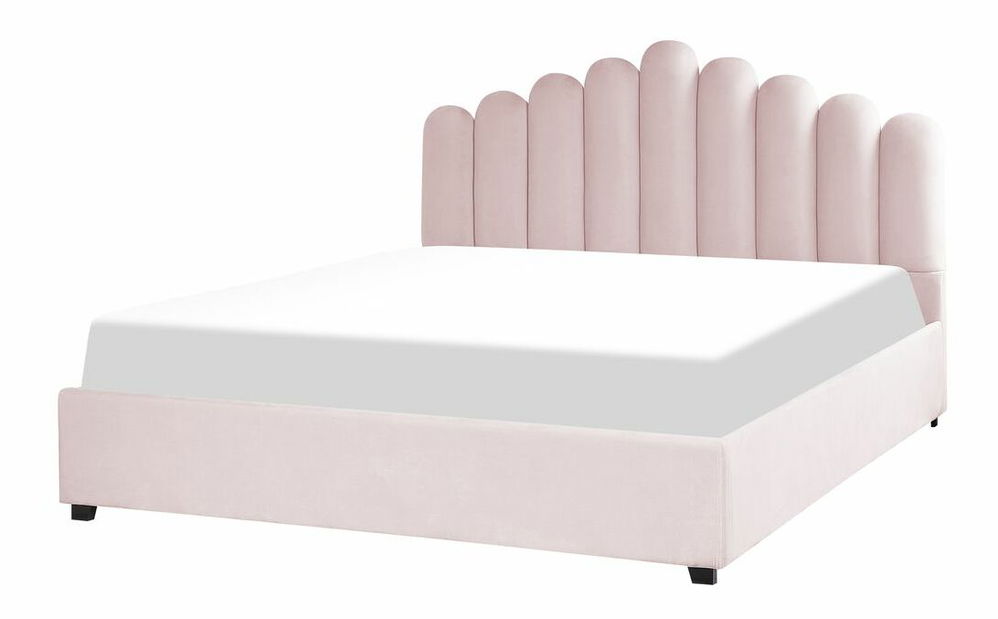 Manželská postel 180 cm Valhala (růžová) (s roštem a úložným prostorem)