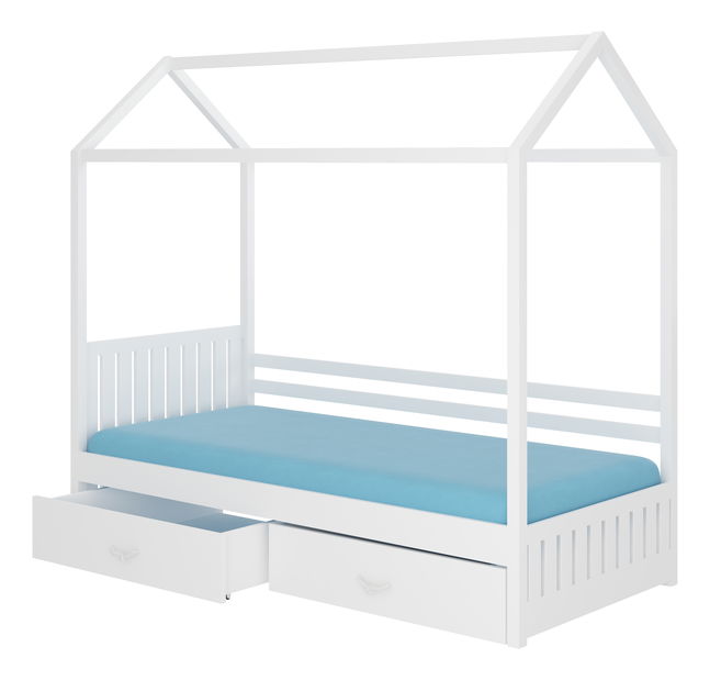 Dětská postel 180x80 cm Rosie I (s roštem a matrací) (bílá)