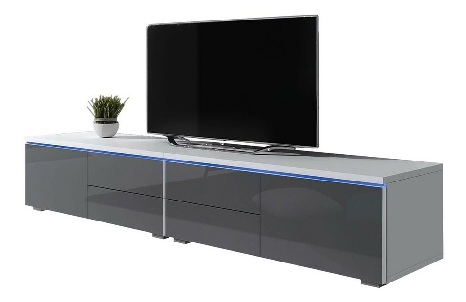 TV stolek Coral XI Double (bílá + šedý lesk)