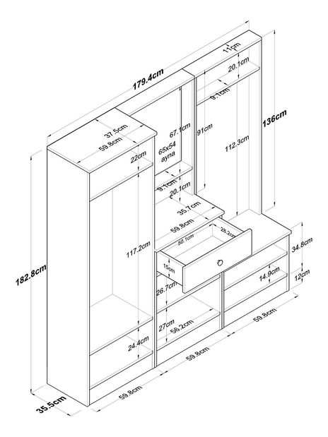 Předsíňová stěna Pixie 3 (bílá + ořech) (se zrcadlem)