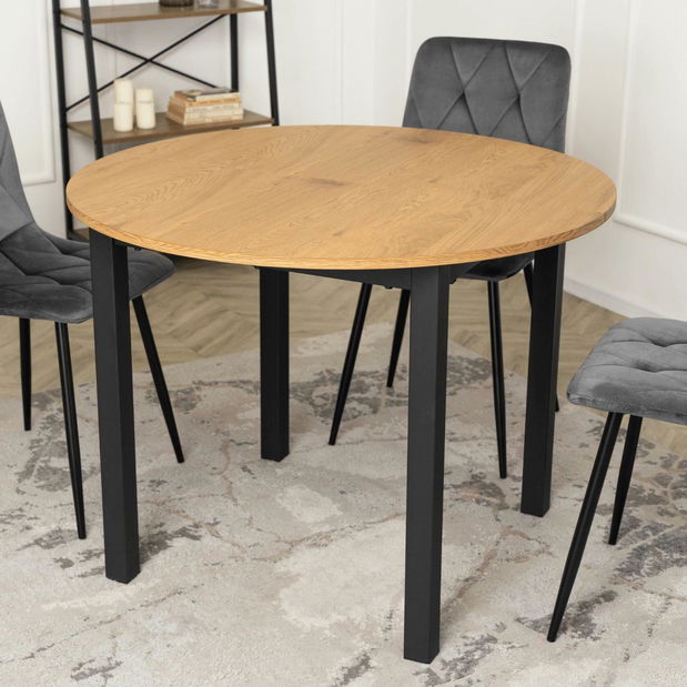 Rozkládací jídelní stůl Klebanov (dub + černá) (pro 4-6 osob) *bazar