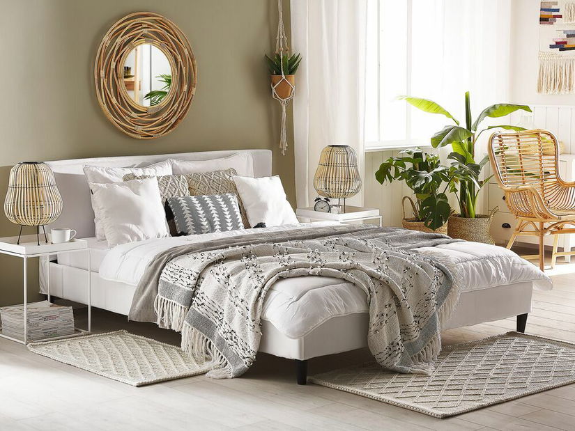 Manželská postel 160 cm FUTTI (s roštem) (bílá)