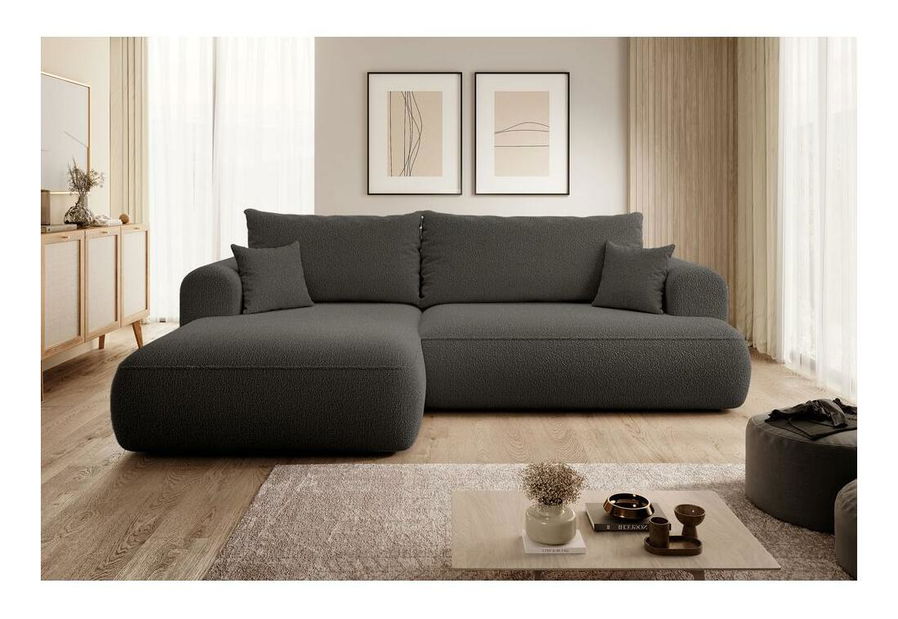 Rohová sedací souprava Olivo I (L) (tmavě šedá + černá)