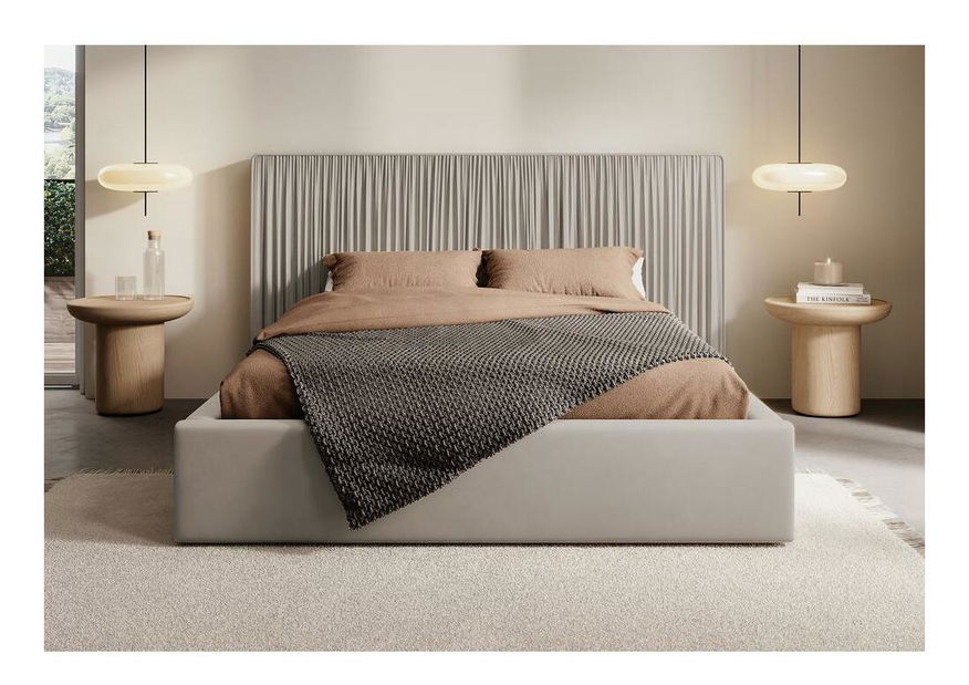 Manželská postel 140 cm Thala 140 (s roštem) (s úl. prostorem) (béžovošedá + černá)