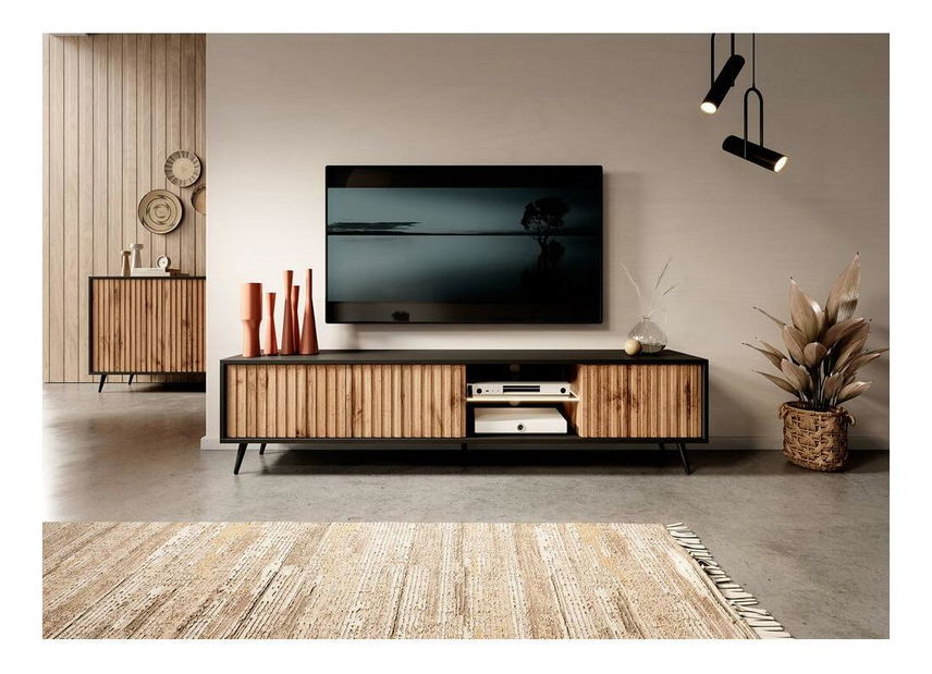 TV skříňka/stolek Biel 175 (černá + dub wotan)