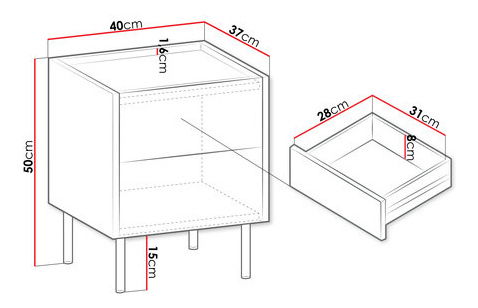 Noční stolek Anto l97 (ořech warmia + černý mramor)