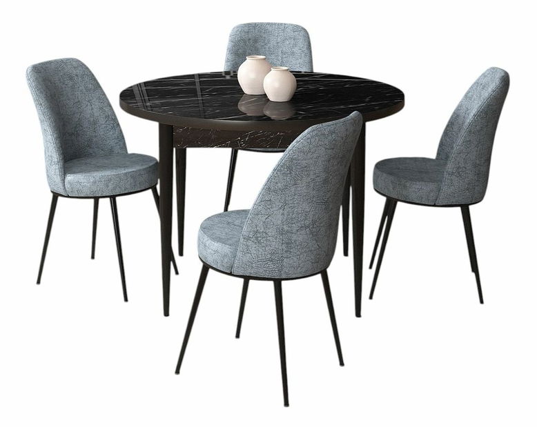 Jídelní set Torra (mramor černý + zelená) (pro 4 osoby)