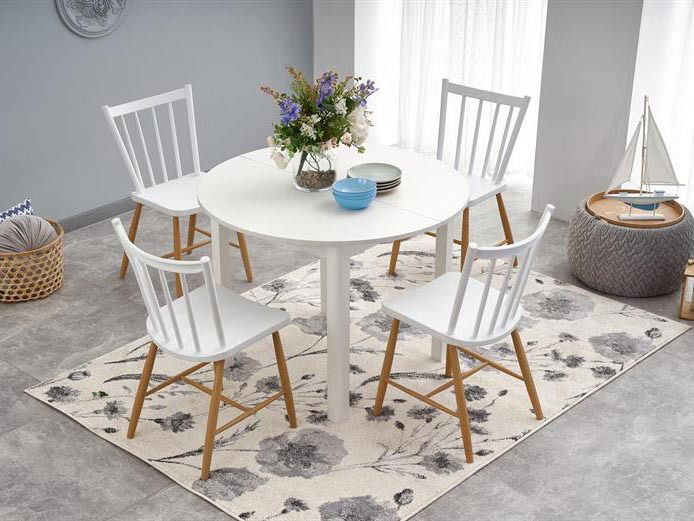 Rozkládací jídelní stůl 102-142 cm Ralllon (bílá) (pro 4 6 osob)