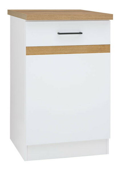 Spodní kuchyňská skříňka BRW Junona line D1D/50/82/P (Bílá + Lesk bílý + Dub craft zlatý)