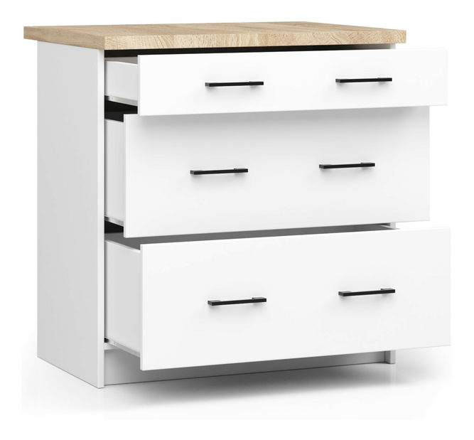 Dolní kuchyňská skříňka Ozara S80 3SZ (bílá)